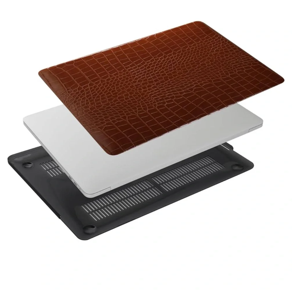 Brown Leather Hardshell Crocodile Print Cover for Tablet